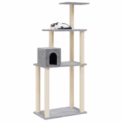 vidaXL Cat Tree with Sisal Scratching Posts Light Grey 147 cm Cat Play Tower - Additional view 9