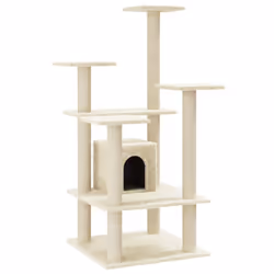 vidaXL Cat Tree with Sisal Scratching Posts 110cm Cat Play Tower Multi Colours - cream