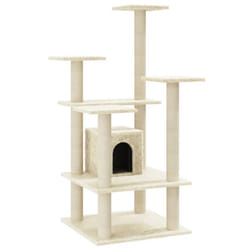 vidaXL Cat Tree with Sisal Scratching Posts 110cm Cat Play Tower Multi Colours - cream