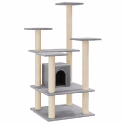 vidaXL Cat Tree with Sisal Scratching Posts 110cm Cat Play Tower Multi Colours - light grey