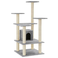 vidaXL Cat Tree with Sisal Scratching Posts 110cm Cat Play Tower Multi Colours - light grey