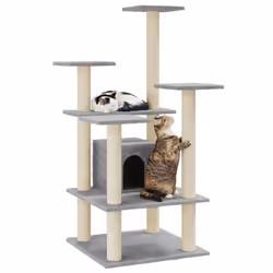 vidaXL Cat Tree with Sisal Scratching Posts 110cm Cat Play Tower Multi Colours - light grey - Additional view 10