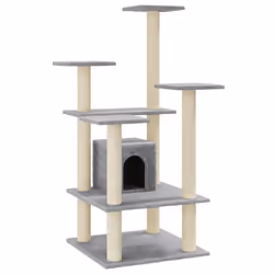 vidaXL Cat Tree with Sisal Scratching Posts 110cm Cat Play Tower Multi Colours - light grey - Additional view 9