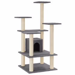 vidaXL Cat Tree with Sisal Scratching Posts 110cm Cat Play Tower Multi Colours - dark grey