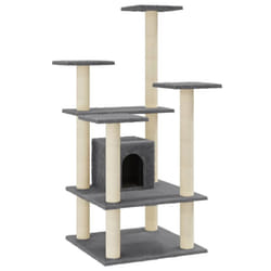 vidaXL Cat Tree with Sisal Scratching Posts 110cm Cat Play Tower Multi Colours - dark grey