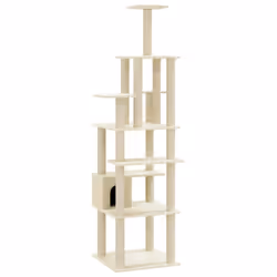 vidaXL Cat Tree with Sisal Scratching Posts 183cm Cat Play Tower Multi Colours - cream