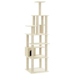 vidaXL Cat Tree with Sisal Scratching Posts 183cm Cat Play Tower Multi Colours - cream