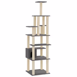 vidaXL Cat Tree with Sisal Scratching Posts 183cm Cat Play Tower Multi Colours - dark grey