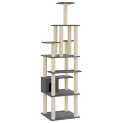 vidaXL Cat Tree with Sisal Scratching Posts 183cm Cat Play Tower Multi Colours - dark grey