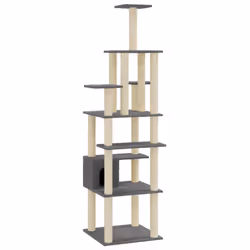 vidaXL Cat Tree with Sisal Scratching Posts 183cm Cat Play Tower Multi Colours - dark grey - Additional view 8