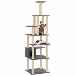 vidaXL Cat Tree with Sisal Scratching Posts 183cm Cat Play Tower Multi Colours - dark grey - Additional view 9