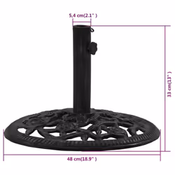 vidaXL Umbrella Base Outdoor Parasol Stand Garden Umbrella Holder Cast Iron - black, 48 x 48 x 33 cm - Additional view 3