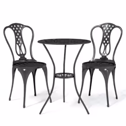 vidaXL Bistro Set 3 Piece Cast Aluminium Bistro Table and Chair Multi Colours - black
