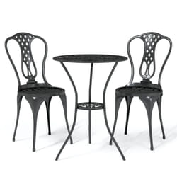 vidaXL Bistro Set 3 Piece Cast Aluminium Bistro Table and Chair Multi Colours - black