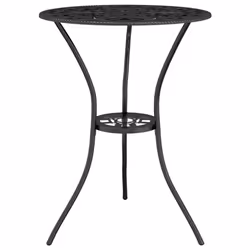 vidaXL Bistro Set 3 Piece Cast Aluminium Bistro Table and Chair Multi Colours - black