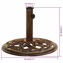 vidaXL Umbrella Base Outdoor Parasol Stand Garden Umbrella Holder Cast Iron - bronze, ? 44 x 31 cm - Additional view 6