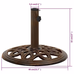 vidaXL Umbrella Base Outdoor Parasol Stand Garden Umbrella Holder Cast Iron - bronze, ? 40 x 32 cm - Additional view 6