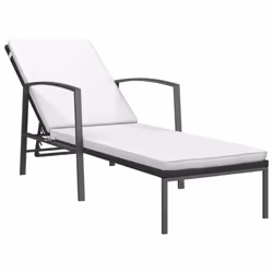 vidaXL Garden Sun Lounger with Cushion Sun Bed Patio Day Bed Poly Rattan Black
