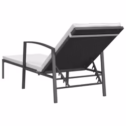 vidaXL Garden Sun Lounger with Cushion Sun Bed Patio Day Bed Poly Rattan Black
