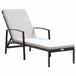 VidaXL 317642 outdoor chair Lounge Padded seat Polyrattan, Steel Brown, Cream, White