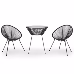 vidaXL Garden Dining Set Black Outdoor Patio Dinner Table and Chair 3/5 Piece - 3