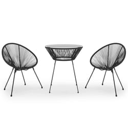 vidaXL Garden Dining Set Black Outdoor Patio Dinner Table and Chair 3/5 Piece - 3