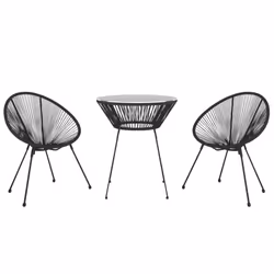 vidaXL Garden Dining Set Black Outdoor Patio Dinner Table and Chair 3/5 Piece - 3