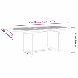 vidaXL Solid Wood Eucalyptus Garden Dining Set with/without Footrest 5/7 Piece - Jul-52 - Additional view 7