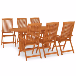 vidaXL Solid Wood Eucalyptus Garden Dining Set with/without Footrest 5/7 Piece - 7/547