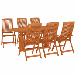 vidaXL Solid Wood Eucalyptus Garden Dining Set with/without Footrest 5/7 Piece - 7/547