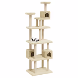vidaXL Cat Tree with Sisal Scratching Posts 188cm Cat Play Tower Multi Colours - cream - Additional view 10