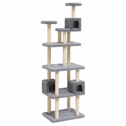 vidaXL Cat Tree with Sisal Scratching Posts 188cm Cat Play Tower Multi Colours - light grey