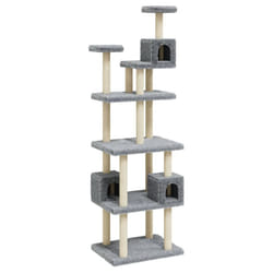 vidaXL Cat Tree with Sisal Scratching Posts 188cm Cat Play Tower Multi Colours - light grey