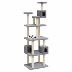 vidaXL Cat Tree with Sisal Scratching Posts 188cm Cat Play Tower Multi Colours - light grey - Additional view 10