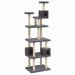 vidaXL Cat Tree with Sisal Scratching Posts 188cm Cat Play Tower Multi Colours - dark grey