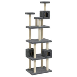 vidaXL Cat Tree with Sisal Scratching Posts 188cm Cat Play Tower Multi Colours - dark grey