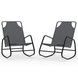 vidaXL Rocking Sun Loungers Garden Sun Bed Outdoor Day Bed Steel and Textilene - grey, 2