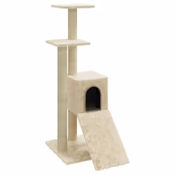 vidaXL Cat Tree with Sisal Scratching Posts 92 cm Cat Playhouse Multi Colours - cream