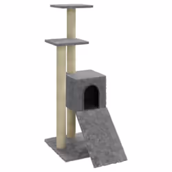 vidaXL Cat Tree with Sisal Scratching Posts 92 cm Cat Playhouse Multi Colours - light grey