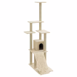 vidaXL Cat Tree with Sisal Scratching Posts 155 cm Cat Playhouse Multi Colours - cream