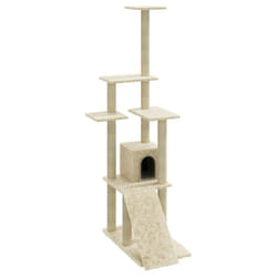 vidaXL Cat Tree with Sisal Scratching Posts 155 cm Cat Playhouse Multi Colours - cream