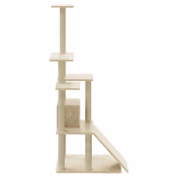 vidaXL Cat Tree with Sisal Scratching Posts 155 cm Cat Playhouse Multi Colours - cream - Additional view 5