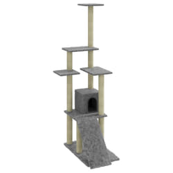 vidaXL Cat Tree with Sisal Scratching Posts 155 cm Cat Playhouse Multi Colours - light grey