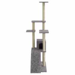 vidaXL Cat Tree with Sisal Scratching Posts 155 cm Cat Playhouse Multi Colours - light grey - Additional view 4