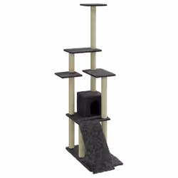 vidaXL Cat Tree with Sisal Scratching Posts 155 cm Cat Playhouse Multi Colours - dark grey