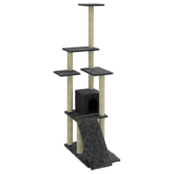 vidaXL Cat Tree with Sisal Scratching Posts 155 cm Cat Playhouse Multi Colours - dark grey