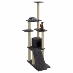 vidaXL Cat Tree with Sisal Scratching Posts 155 cm Cat Playhouse Multi Colours - dark grey