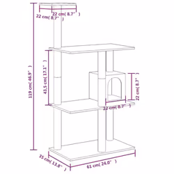 vidaXL Cat Tree with Sisal Scratching Posts Dark Grey 119 cm Cat Scratch Tower