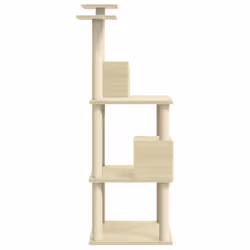 vidaXL Cat Tree with Sisal Scratching Posts Cream Cat Tower Activity Center - Additional view 4