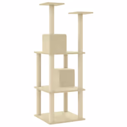 vidaXL Cat Tree with Sisal Scratching Posts Cream Cat Tower Activity Center - Additional view 5